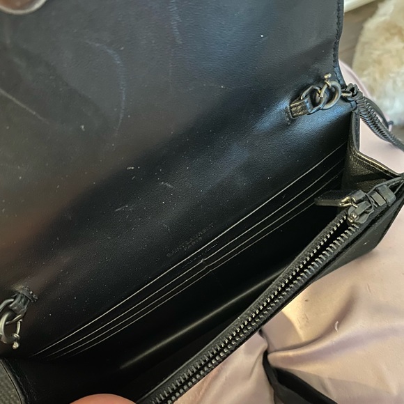 YSL All Black Wallet On Chain With Diamonds - Picture 5 of 6